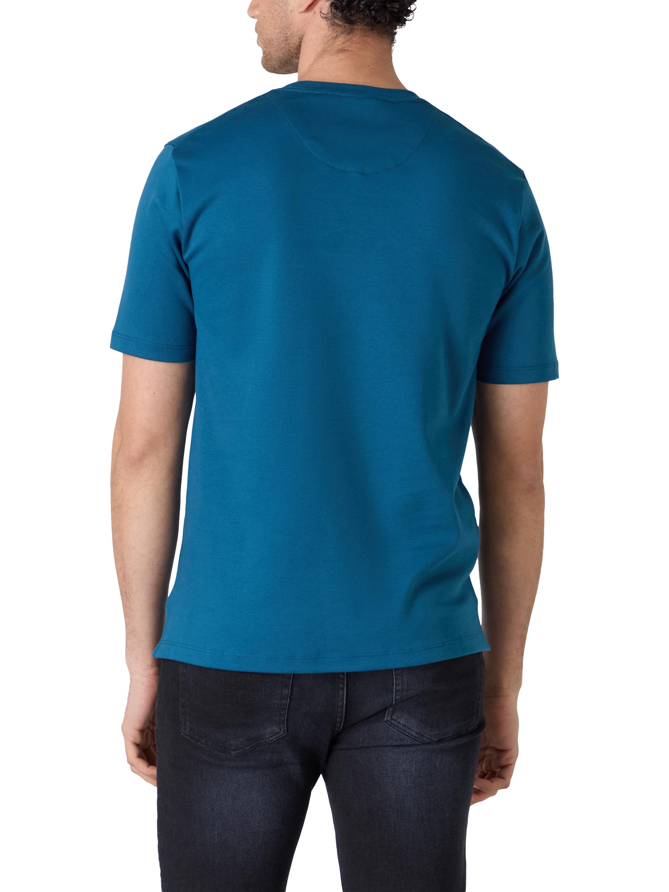 Product image 2 of 3, which shows Oliver Sweeney Palmela Cotton Double Knit Jersey T-Shirt, Petrol, S
