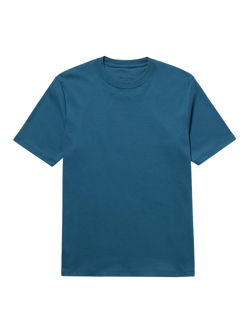 Product image 3 of 3, which shows Oliver Sweeney Palmela Cotton Double Knit Jersey T-Shirt, Petrol, S