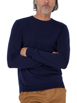 Oliver Sweeney Camber Merino Wool Crew Neck Jumper, Navy