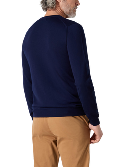 Oliver Sweeney Camber Merino Wool Crew Neck Jumper - view 2, Navy