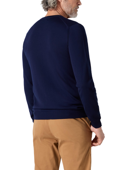 Oliver Sweeney Camber Merino Wool Crew Neck Jumper - view 2, Navy