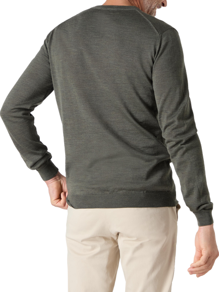 Oliver Sweeney Camber Merino Wool Crew Neck Jumper - view 2, Khaki
