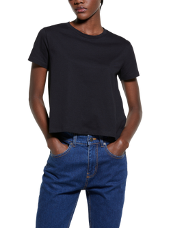 SISLEY Boxy Fit T-Shirt, Black, Black