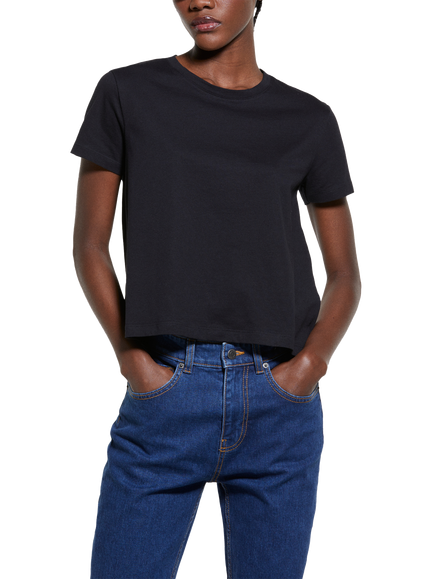 SISLEY Boxy Fit T-Shirt, Black, Black