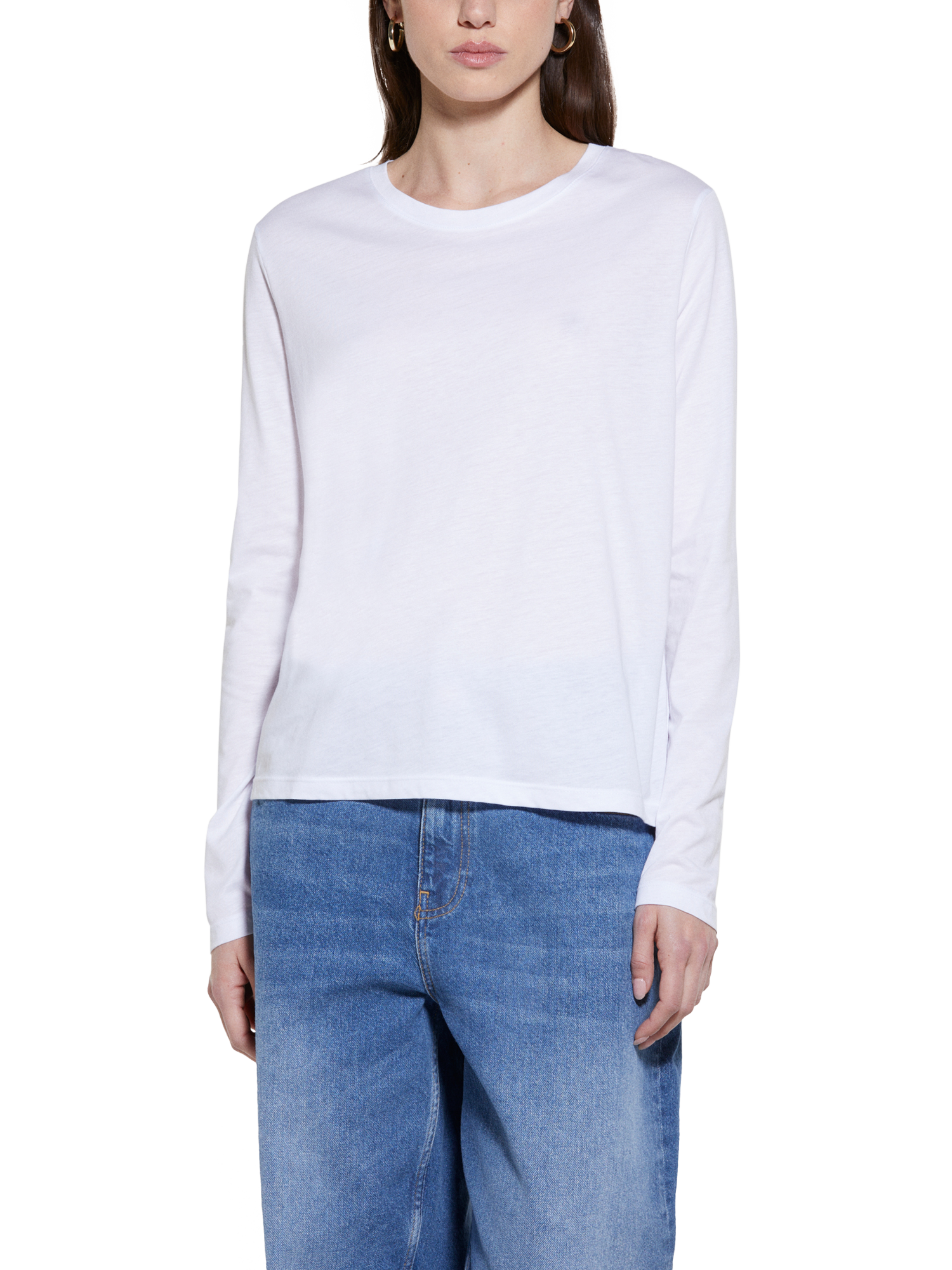 Product image 1 of 6, which shows SISLEY Crew Neck Long Sleeve Top, White, M