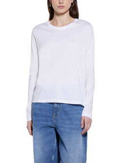 SISLEY Crew Neck Long Sleeve Top, White, White