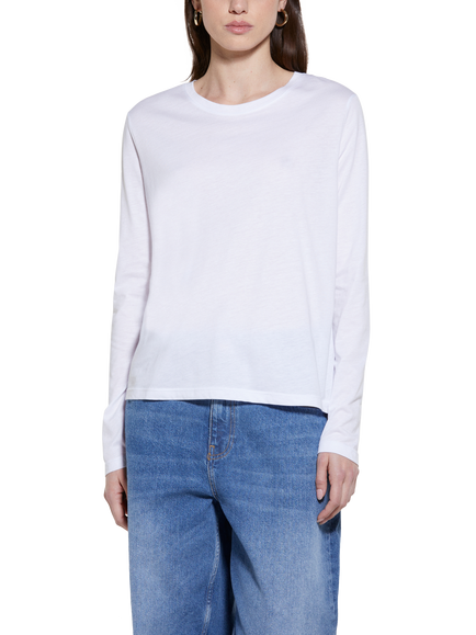SISLEY Crew Neck Long Sleeve Top, White, White