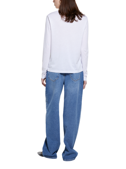 SISLEY Crew Neck Long Sleeve Top, White - view 2, White