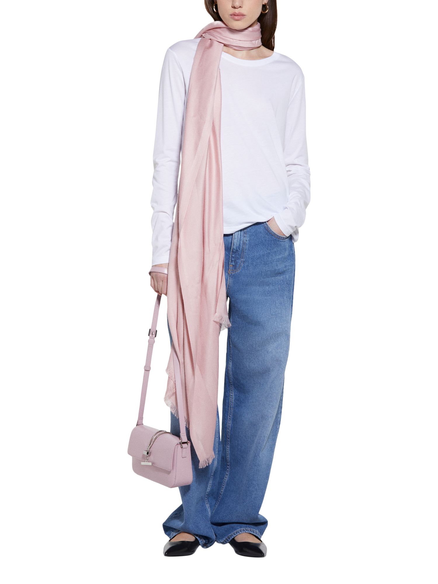 Product image 3 of 6, which shows SISLEY Crew Neck Long Sleeve Top, White, M