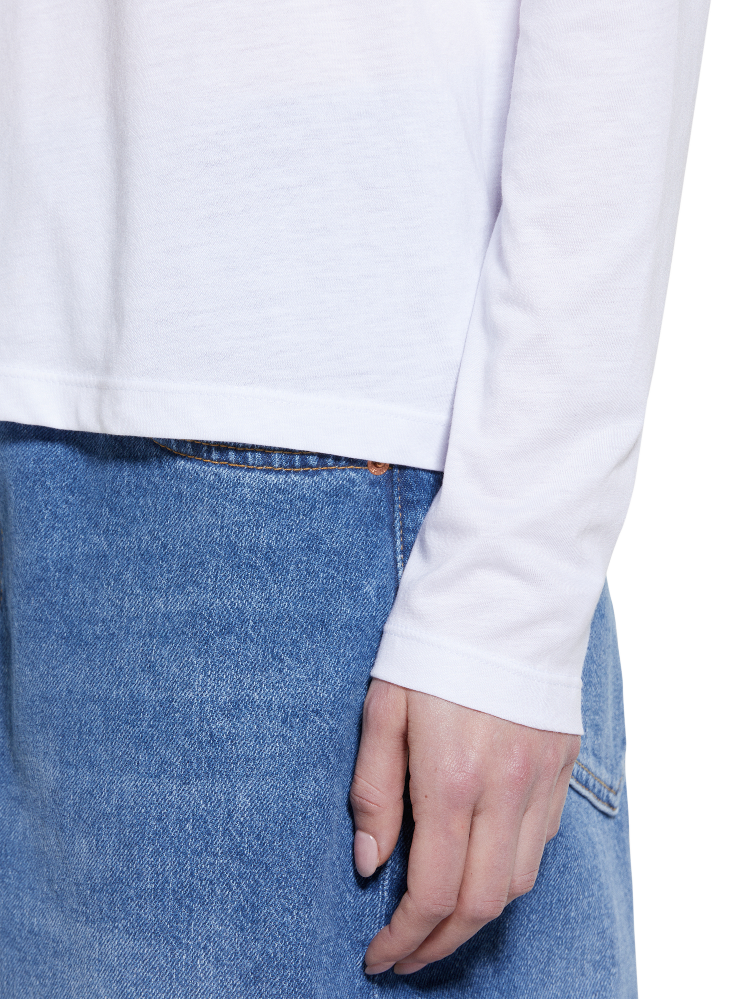 Product image 5 of 6, which shows SISLEY Crew Neck Long Sleeve Top, White, M