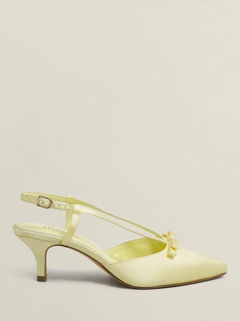 Product image 1 of 6, which shows Hobbs Macie Satin Bow Singback Shoes, Pale Yellow, 8