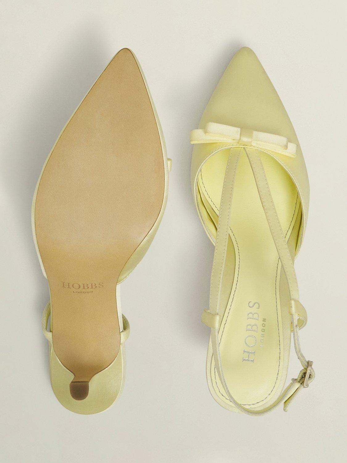 Product image 2 of 6, which shows Hobbs Macie Satin Bow Singback Shoes, Pale Yellow, 8