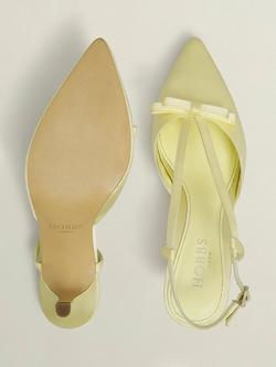 Hobbs Macie Satin Bow Singback Shoes, Pale Yellow - view 2, Pale Yellow