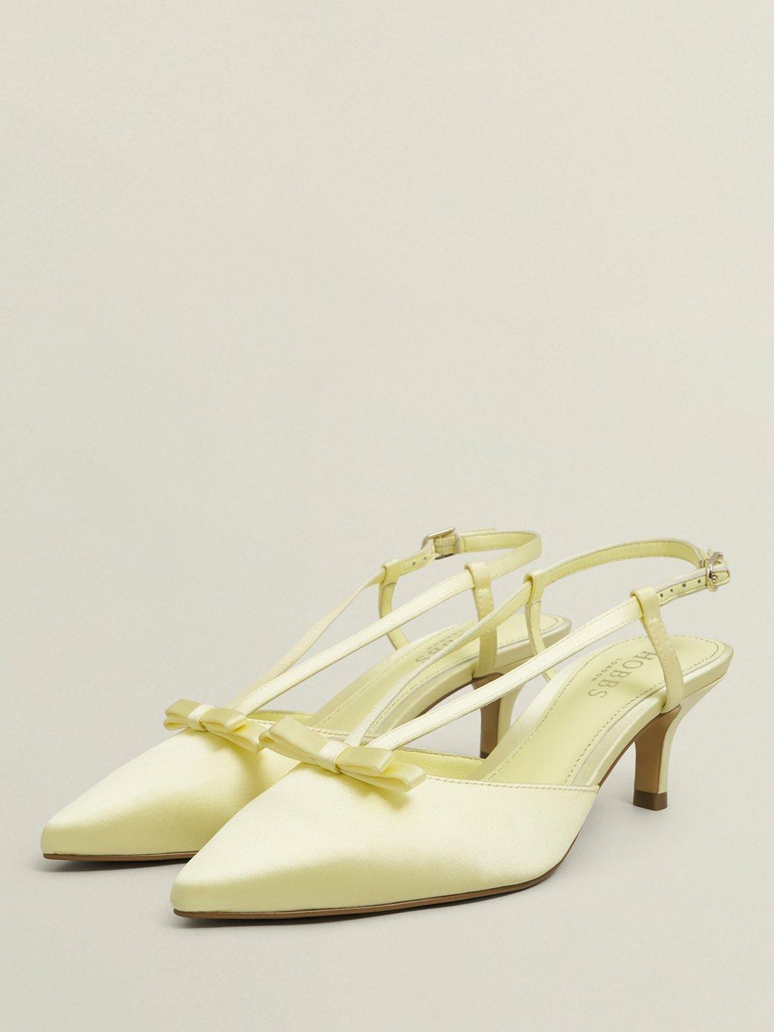Product image 3 of 6, which shows Hobbs Macie Satin Bow Singback Shoes, Pale Yellow, 8