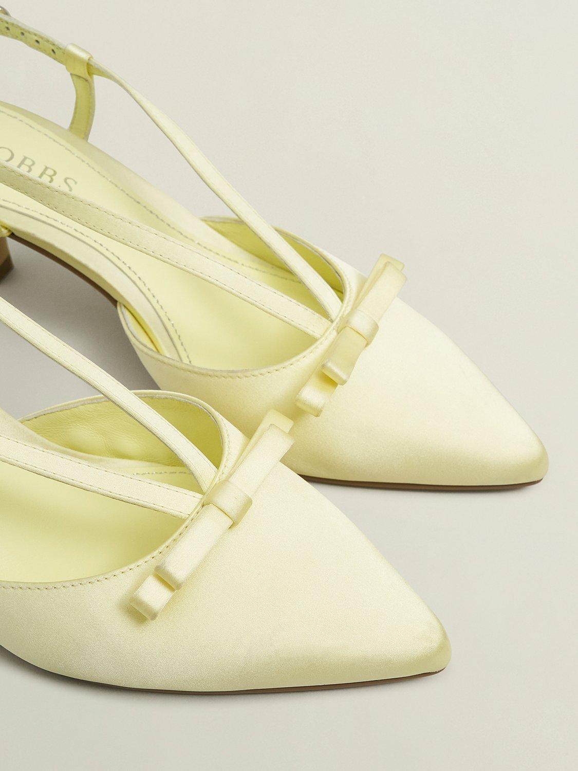 Product image 4 of 6, which shows Hobbs Macie Satin Bow Singback Shoes, Pale Yellow, 8