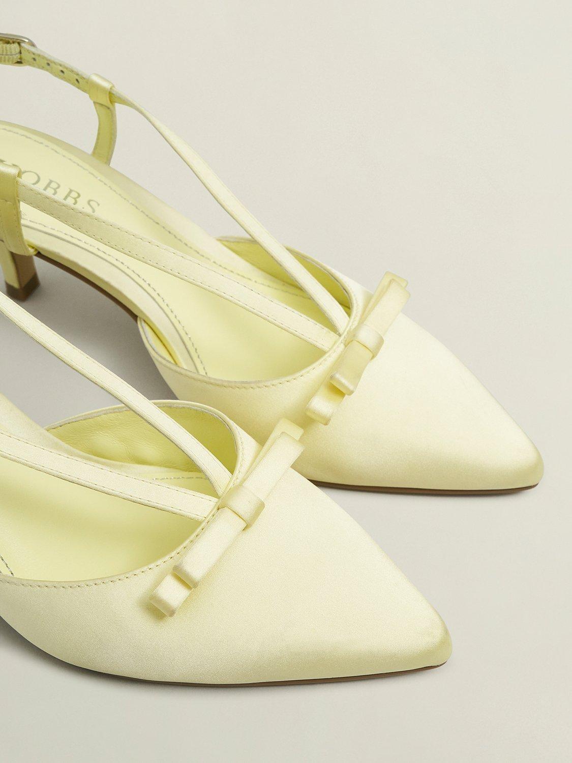 Product image 5 of 6, which shows Hobbs Macie Satin Bow Singback Shoes, Pale Yellow, 8