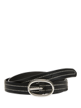 SISLEY Contrast Stitch Leather Belt, Black