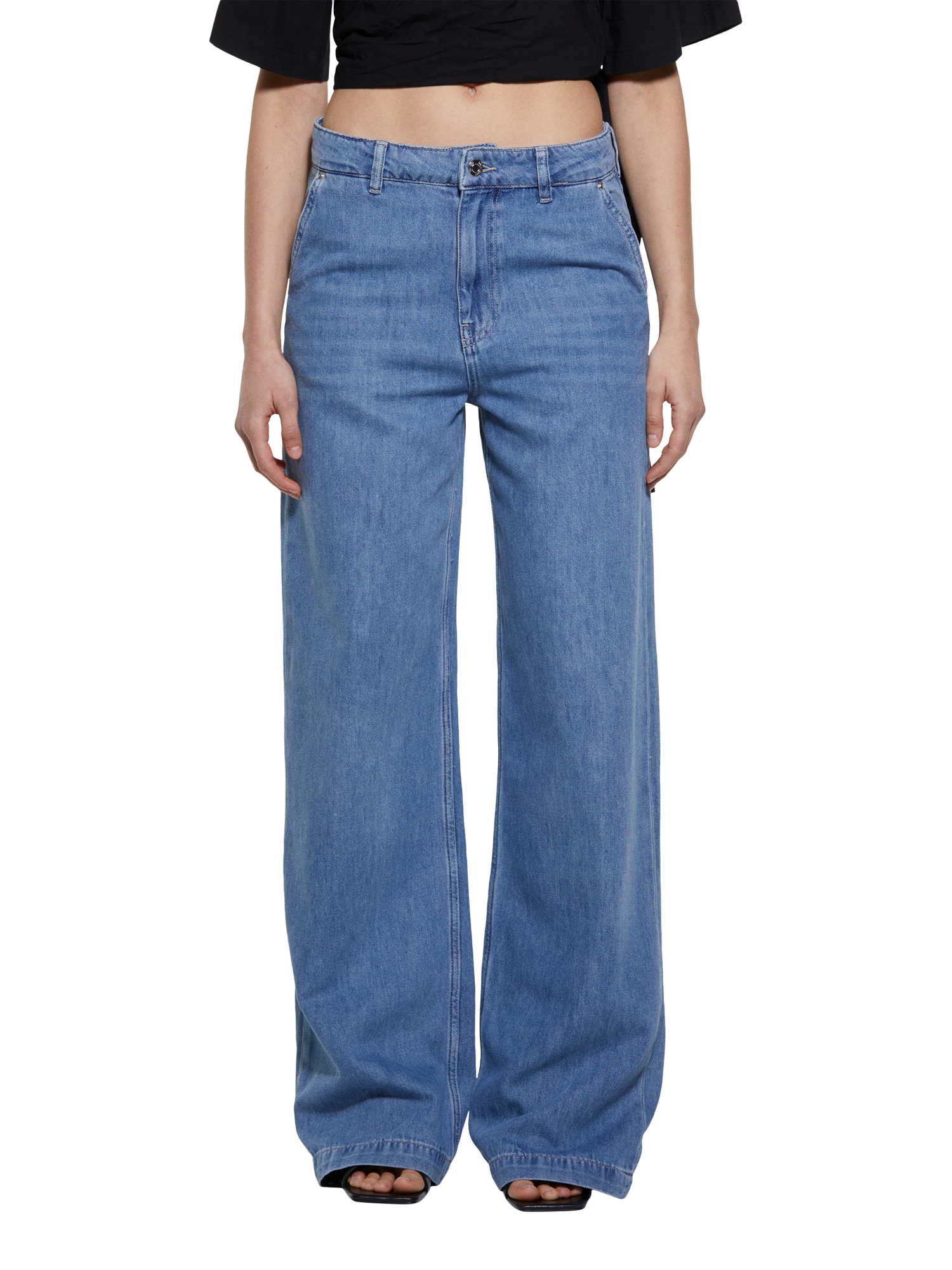 Product image 1 of 6, which shows SISLEY Wide Leg Jeans, Blue, 28R