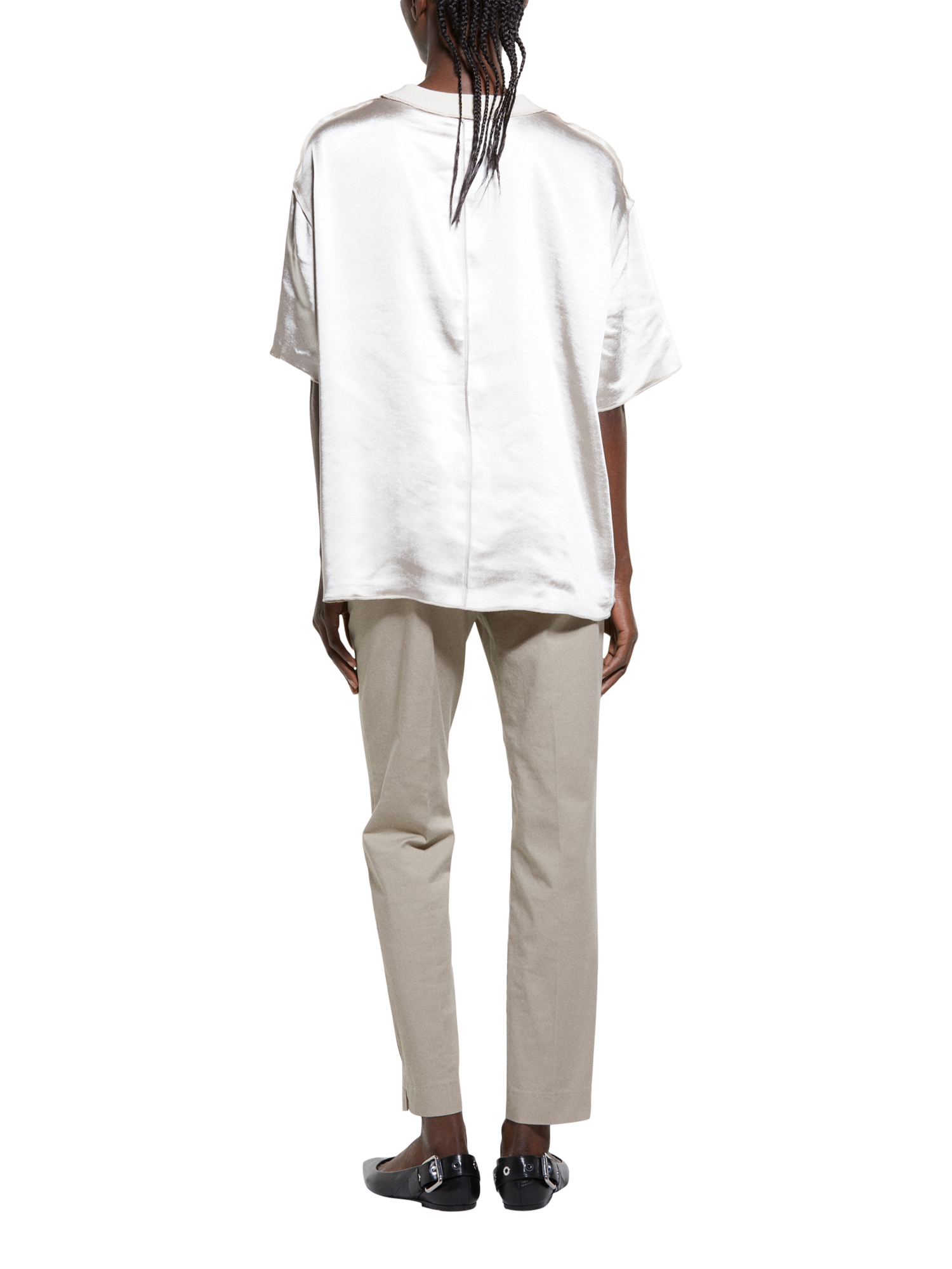 Product image 2 of 5, which shows SISLEY Oversized Satin Blouse, Cream, L