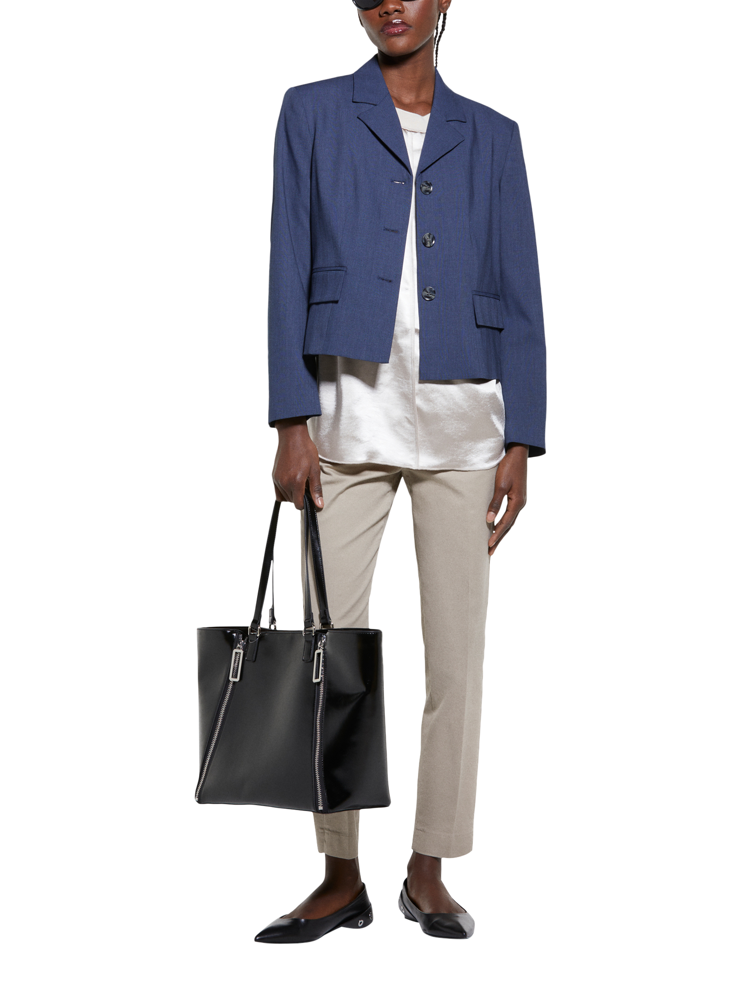 Product image 3 of 5, which shows SISLEY Oversized Satin Blouse, Cream, L