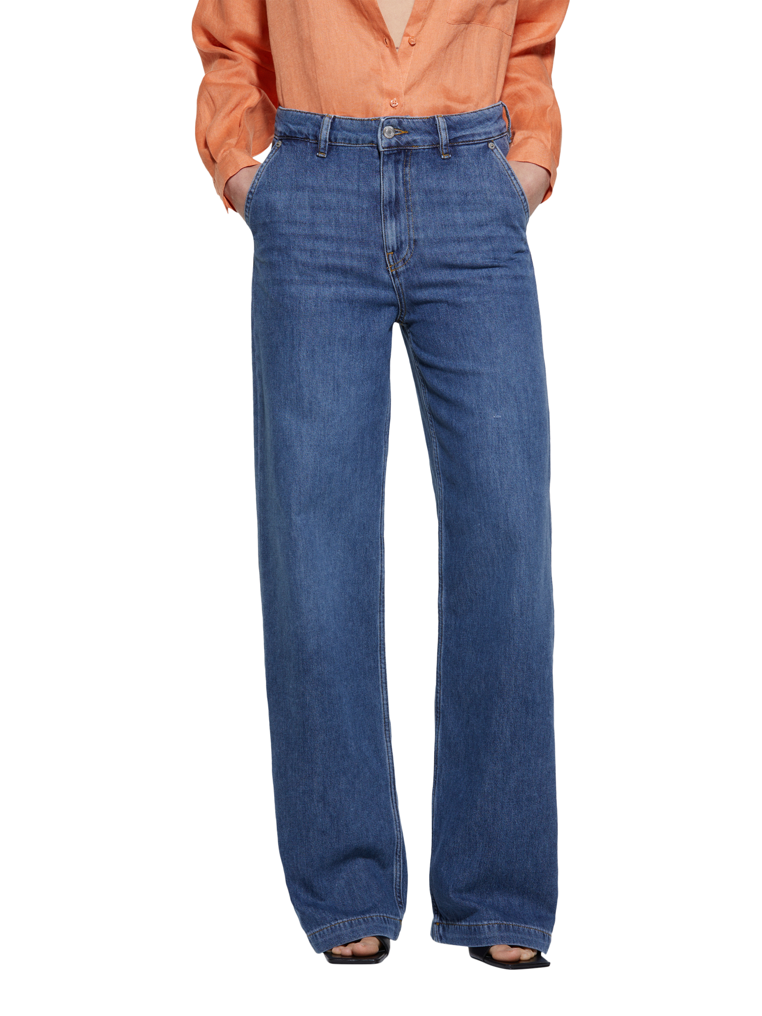 Product image 1 of 6, which shows SISLEY Wide Leg Jeans, Blue, 26R