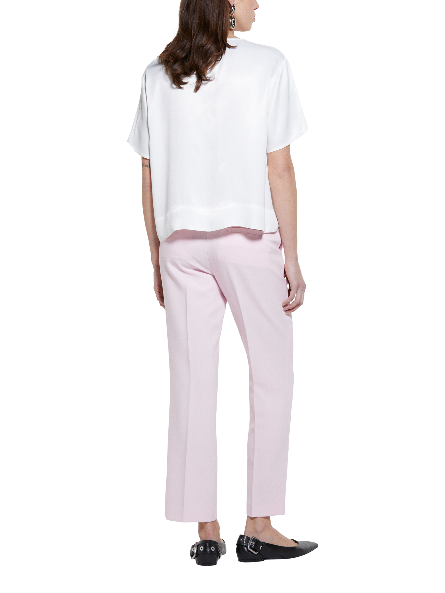 Product image 2 of 5, which shows SISLEY Short Sleeve Satin Top, White, XS