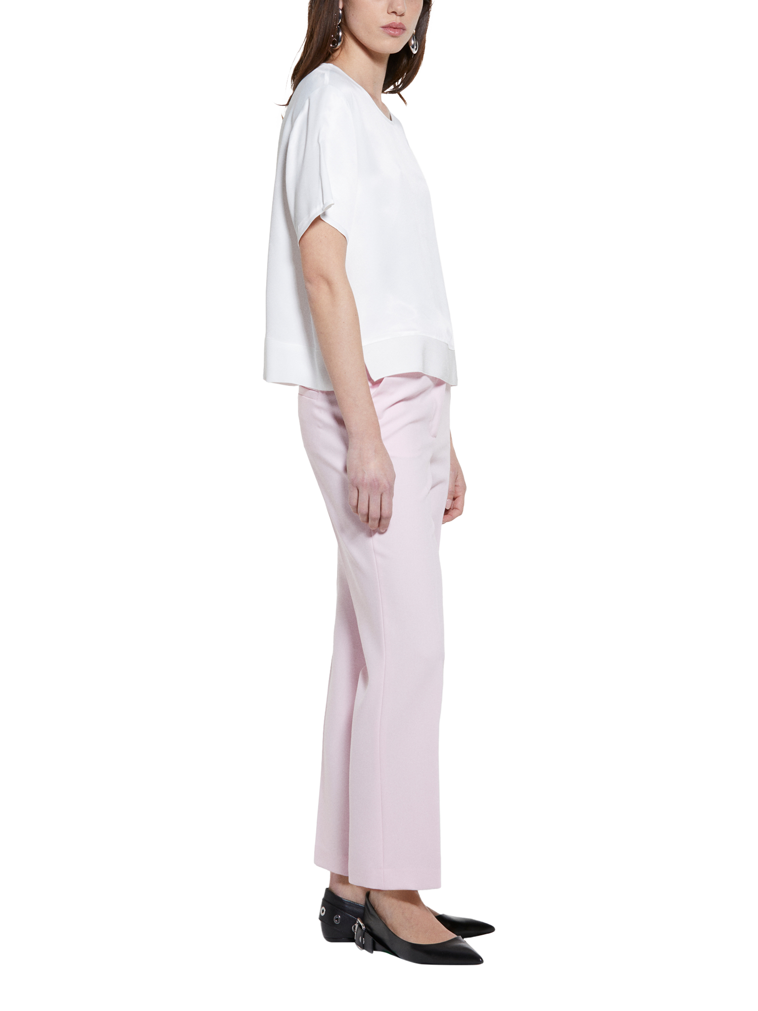Product image 4 of 5, which shows SISLEY Short Sleeve Satin Top, White, XS