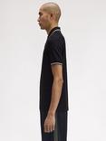 Fred Perry Cotton Regular Fit Short Sleeve Polo Shirt, Blk/Ecr/Lrlwgren