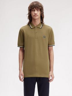 Fred Perry Cotton Regular Fit Short Sleeve Polo Shirt, Shdstn/Ecr/Dkpet, Shdstn/Ecr/Dkpet