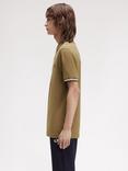 Fred Perry Cotton Regular Fit Short Sleeve Polo Shirt, Shdstn/Ecr/Dkpet