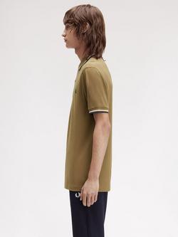 Fred Perry Cotton Regular Fit Short Sleeve Polo Shirt, Shdstn/Ecr/Dkpet - view 2, Shdstn/Ecr/Dkpet