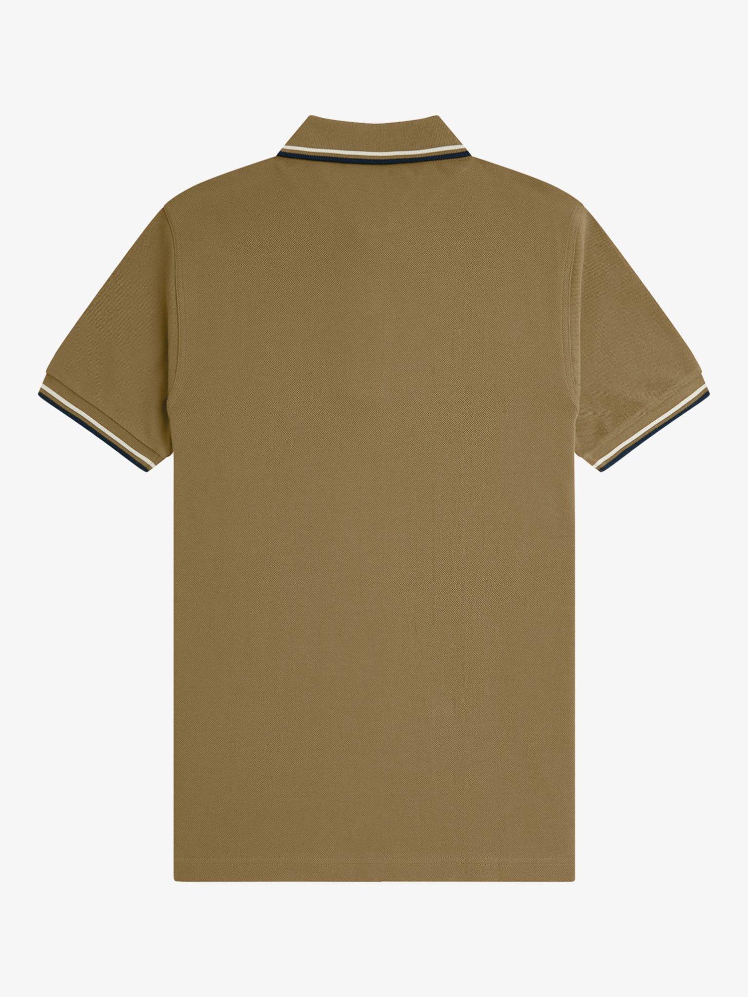 Product image 5 of 5, which shows Fred Perry Cotton Regular Fit Short Sleeve Polo Shirt, Shdstn/Ecr/Dkpet, S