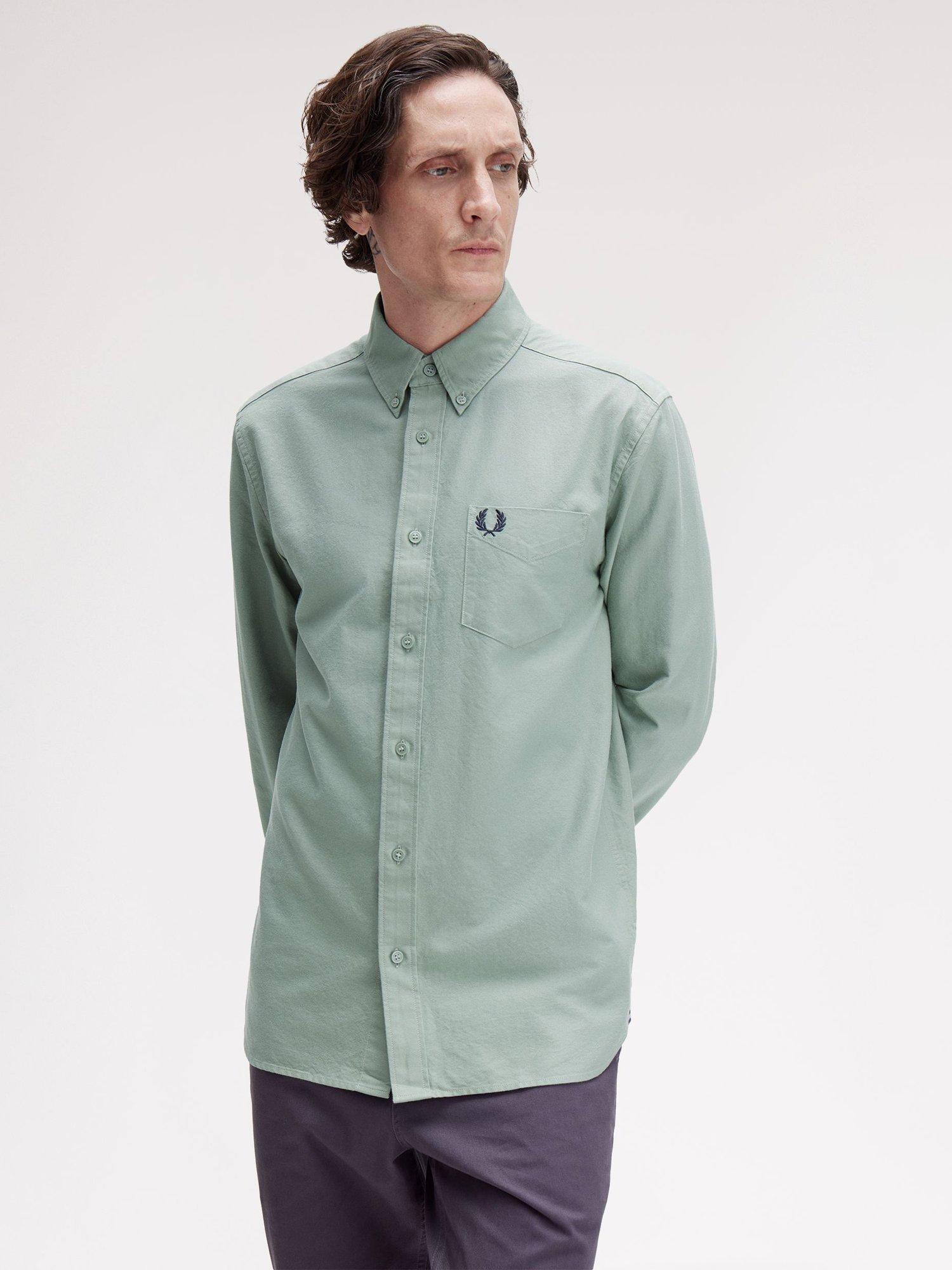 Product image 3 of 5, which shows Fred Perry Cotton Oxford Shirt, Bayleaf, S