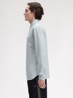 Fred Perry Stripe Cotton Oxford Shirt - view 2, Bayleaf/Snowwhit