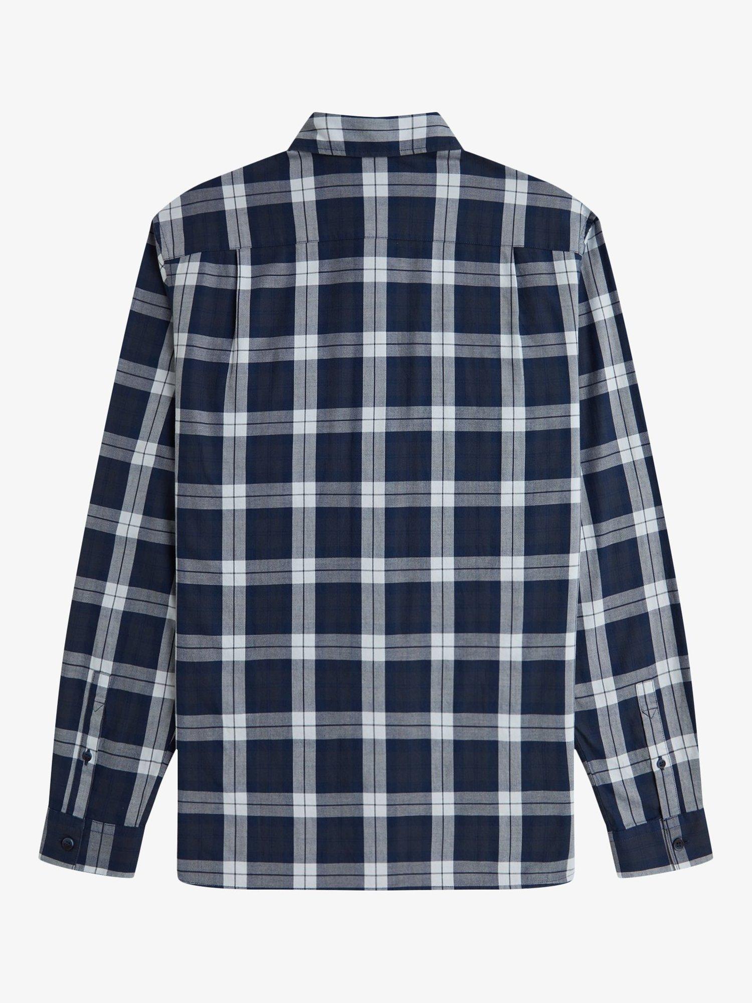 Product image 5 of 5, which shows Fred Perry Tartan Cotton Shirt, Dark Airforce, S