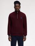 Fred Perry Cotton Long Sleeve High Zip Neck Jersey Top