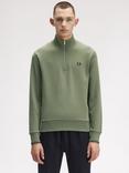 Fred Perry Cotton Long Sleeve High Zip Neck Jersey Top