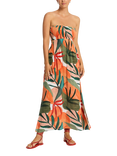 Sea Level Tropaluxe Cutaway Bandeau Dress, Khaki/Multi