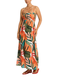 Sea Level Tropaluxe Cutaway Bandeau Dress, Khaki/Multi