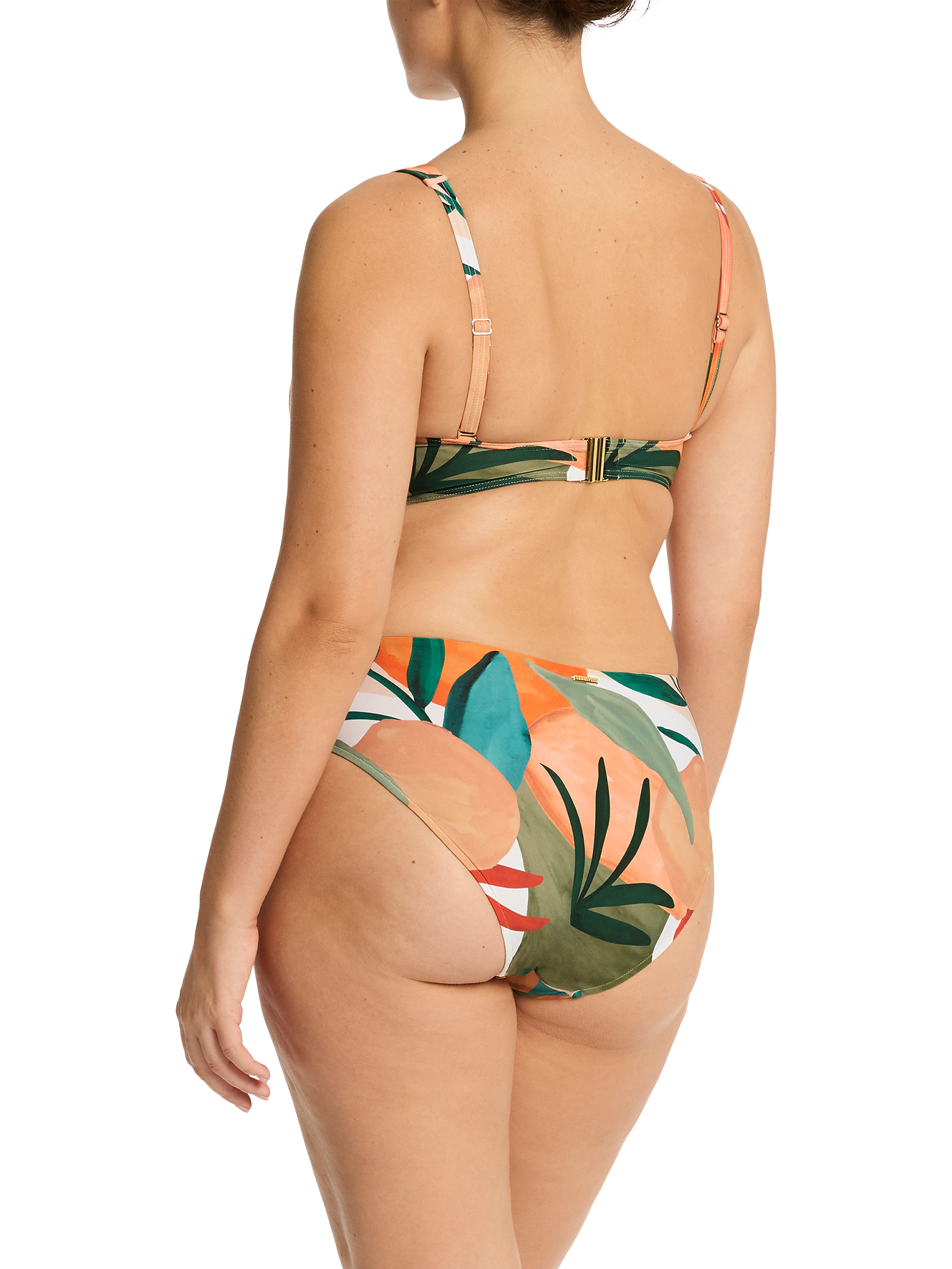 Product image 6 of 7, which shows Sea Level Tropaluxe Cross Front Multifit Bikini Top, Khaki/Multi, 8