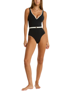 Sea Level Babylon Plunge Swimsuit, Black, Black