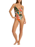 Sea Level Tropaluxe Cross Front Scoop Back Swimsuit, Khaki/Multi