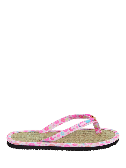 Angels by Accessorize Kids' Seagrass Beaded Flip Flops, Pink, Pink