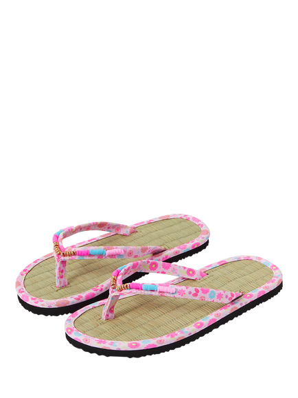 Angels by Accessorize Kids' Seagrass Beaded Flip Flops, Pink - view 2, Pink