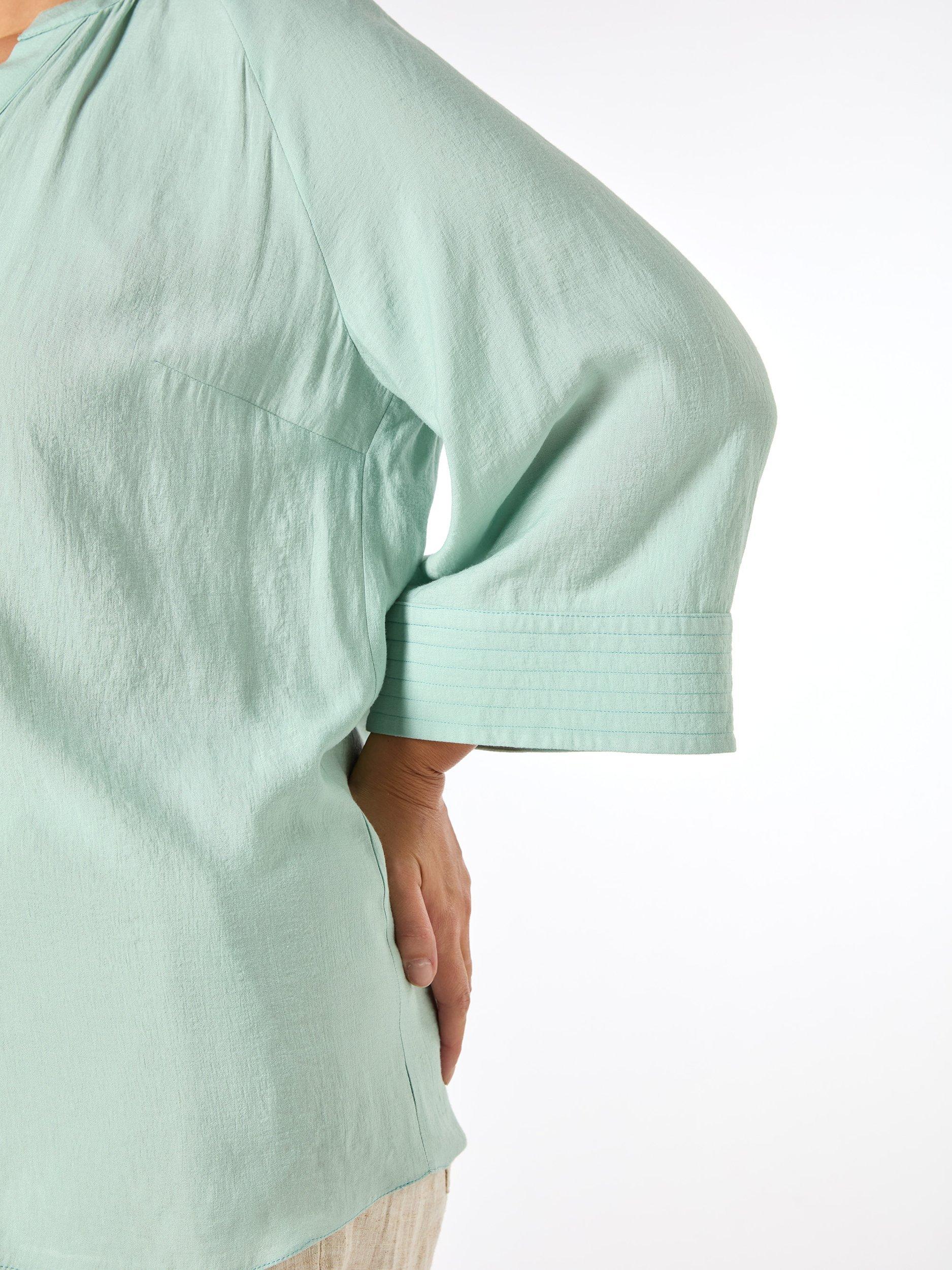 Product image 3 of 4, which shows Live Unlimited Curve Cropped Sleeve Blouse, Blue, 12