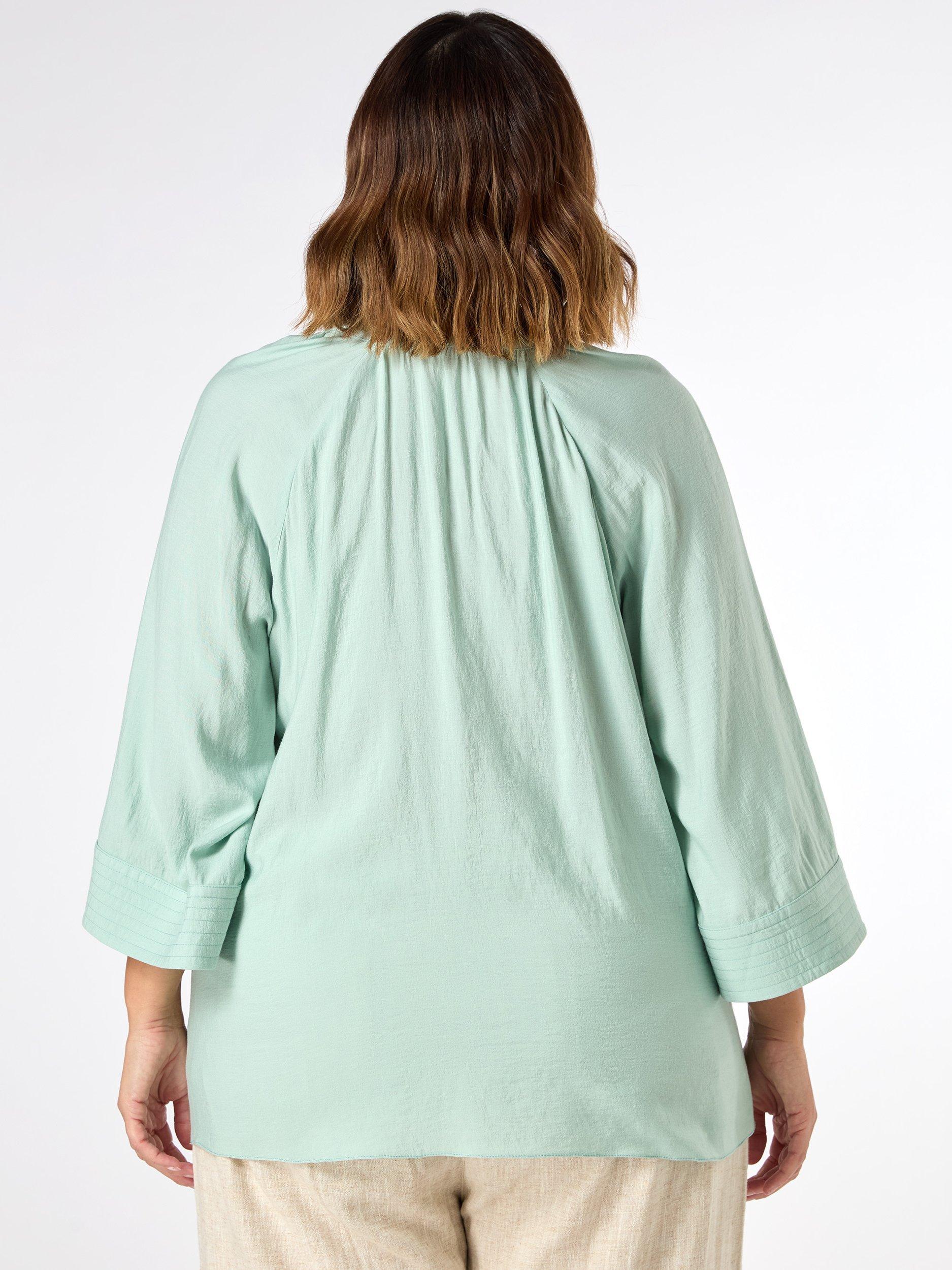 Product image 4 of 4, which shows Live Unlimited Curve Cropped Sleeve Blouse, Blue, 12