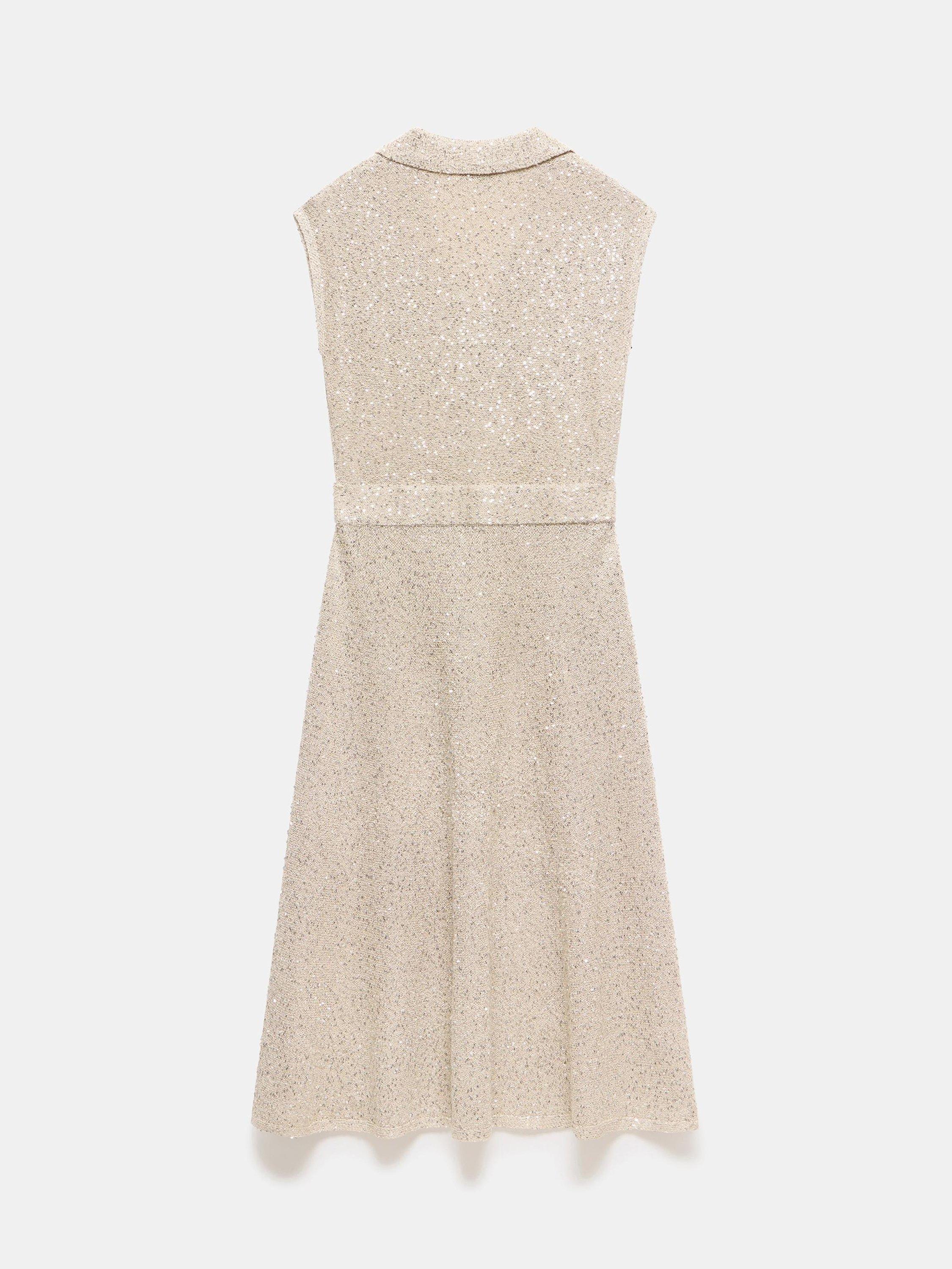 Product image 8 of 8, which shows Mint Velvet Sequin Midi Dress, Natural, XS