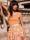 Mint Velvet Scallop Trim Vest Top, Orange
