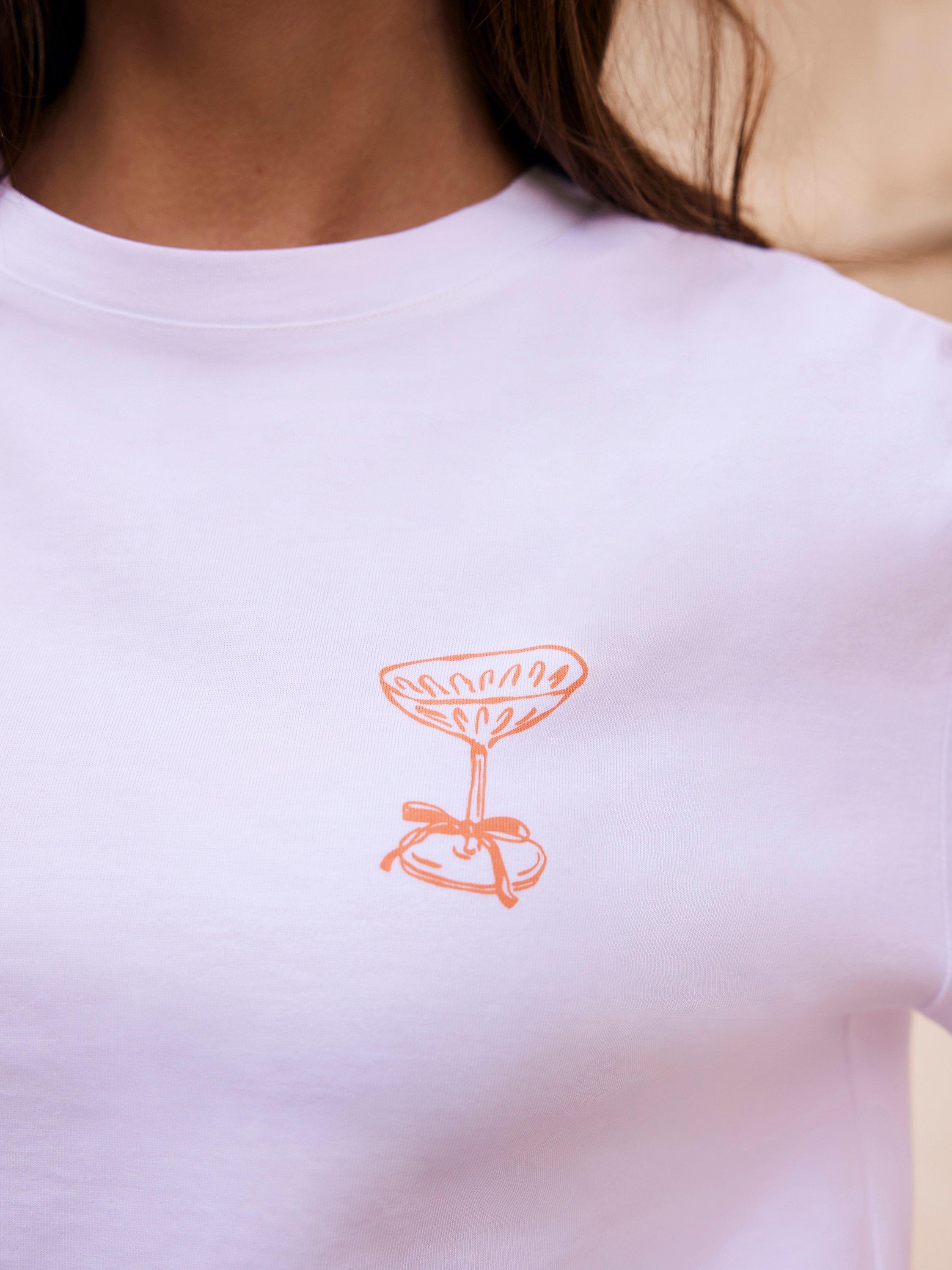 Product image 5 of 9, which shows Mint Velvet Cocktail Club Graphic T-Shirt, Natural, XS