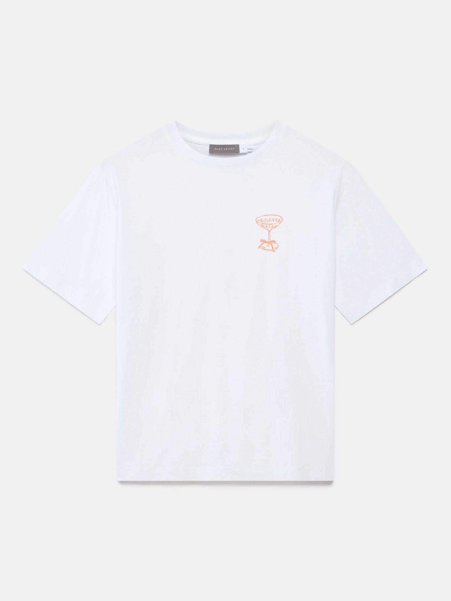 Product image 7 of 9, which shows Mint Velvet Cocktail Club Graphic T-Shirt, Natural, XS